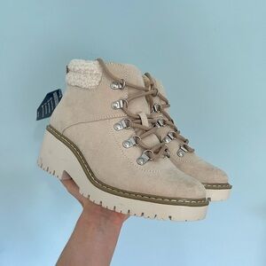 Sonoma Goods For Life® Oleen Women's Cream Lace Up Boots with Rugged Sole Hiking